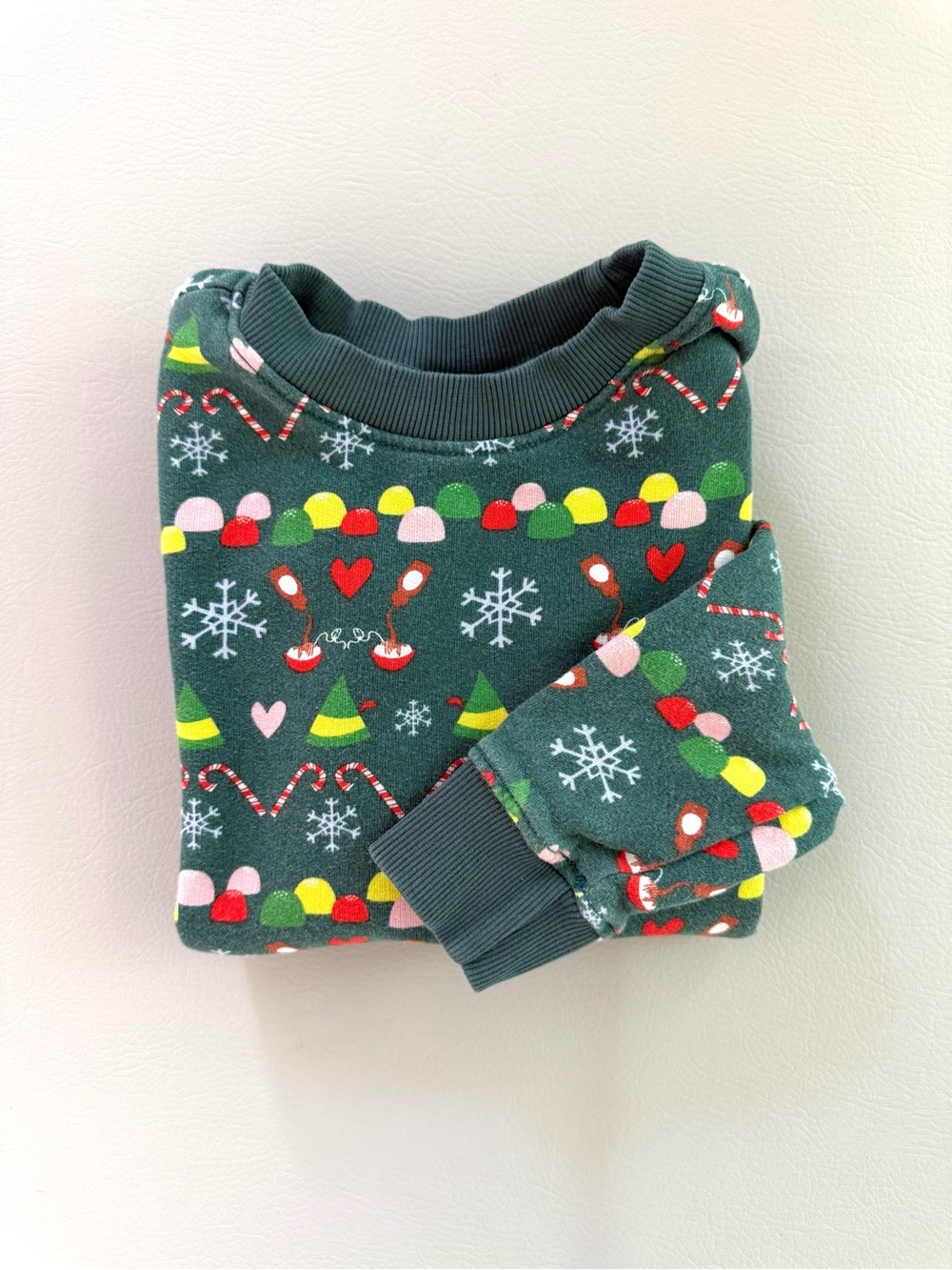 Hanna Andersson Elf Movie Christmas Sweatshirt Maple Syrup Candy Canes Kids 6-7